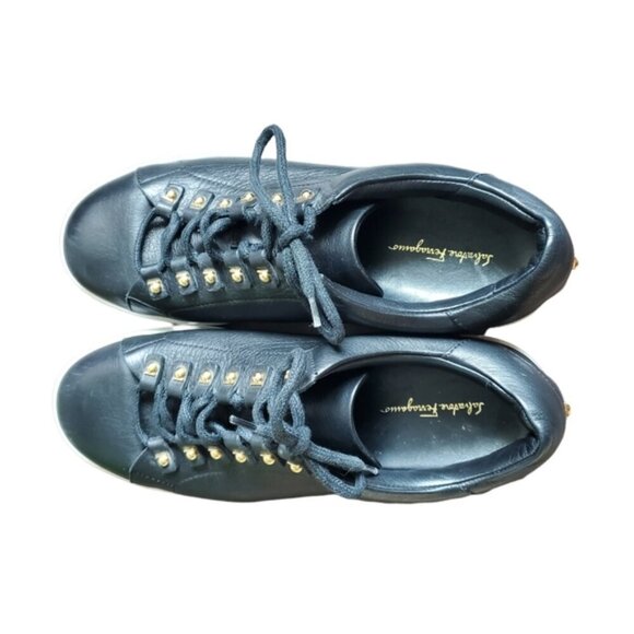 Salvatore Ferragamo Leather Lace Up Sneakers Size 7 - Picture 4 of 14